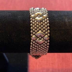 Sergio Gutierrez flower silver mesh cuff bracelet
